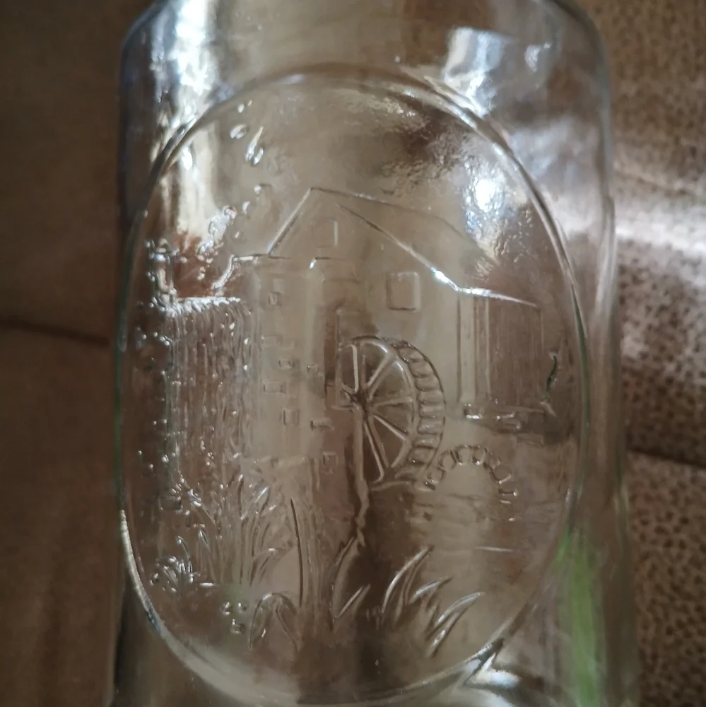 Vintage 1970s Glass Tang Jar with Orange Lid Wheel
